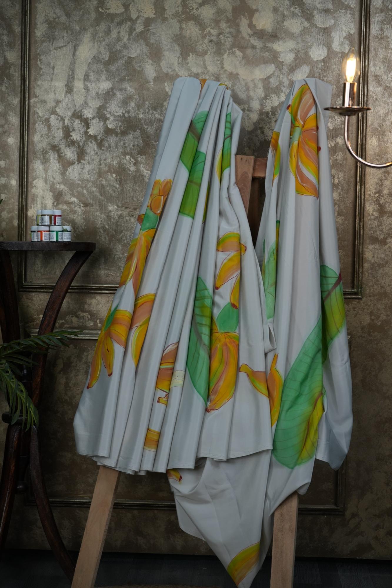 Meadow Bloom — Hand-painted Cotton Saree