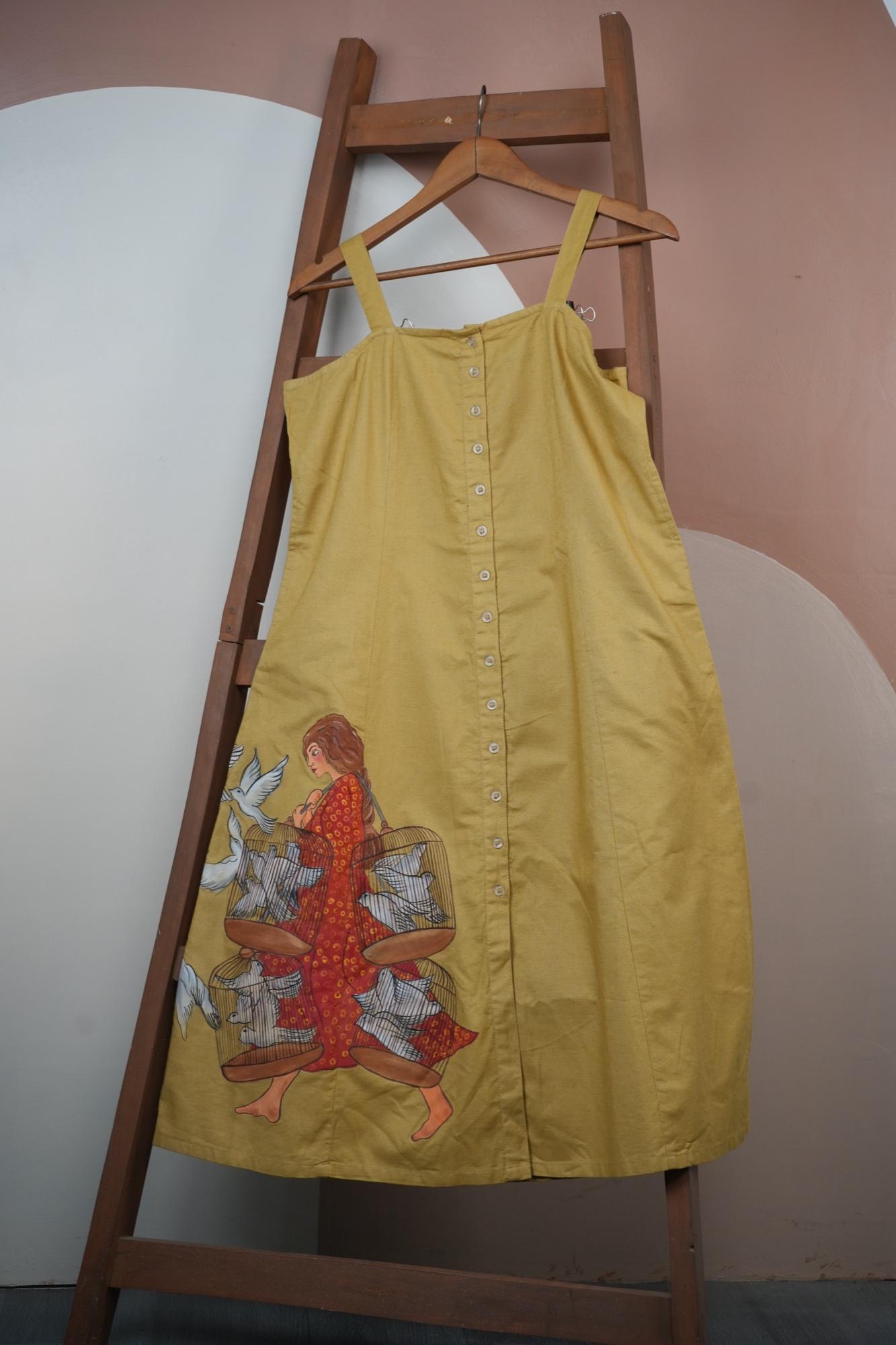 The Dove Keeper — Hand-painted Maxi Dress
